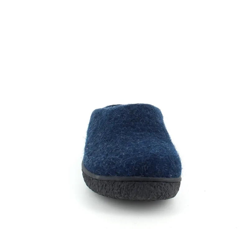 Green Comfort Hjemmesko|Overgangssko*Lav blå hjemmesko i uld med skridhæmmende såler fra
