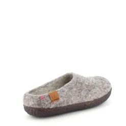 Green Comfort Hjemmesko|Overgangssko*Lav lys grå hjemmesko i uld med skridhæmmende såler fra