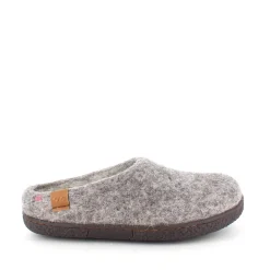 Green Comfort Hjemmesko|Overgangssko*Lav lys grå hjemmesko i uld med skridhæmmende såler fra