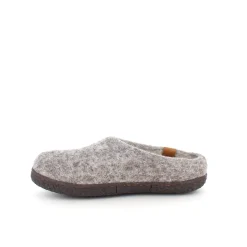 Green Comfort Hjemmesko|Overgangssko*Lav lys grå hjemmesko i uld med skridhæmmende såler fra