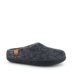 Green Comfort Hjemmesko|Overgangssko*Lav mørk grå hjemmesko i uld med skridhæmmende såler fra