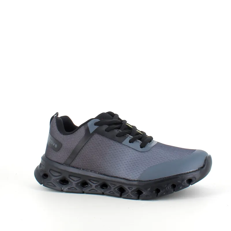 Sygeplejebutikken Kondi Sko|Stødabsorberende Sko*Let damesko i sortgrå med EVA-sål og snørelukning – åndbar PU/mesh
