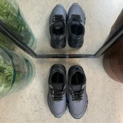 Sygeplejebutikken Kondi Sko|Stødabsorberende Sko*Let damesko i sortgrå med EVA-sål og snørelukning – åndbar PU/mesh