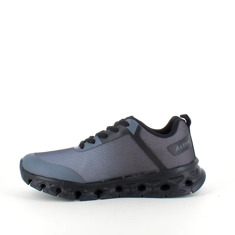 Sygeplejebutikken Kondi Sko|Stødabsorberende Sko*Let damesko i sortgrå med EVA-sål og snørelukning – åndbar PU/mesh