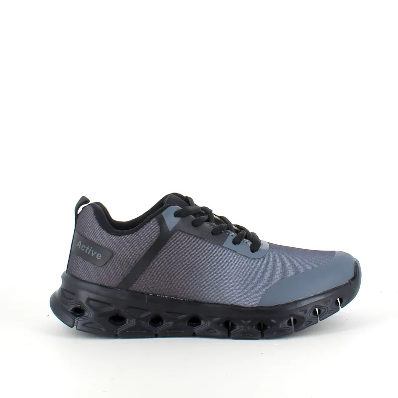 Sygeplejebutikken Kondi Sko|Stødabsorberende Sko*Let damesko i sortgrå med EVA-sål og snørelukning – åndbar PU/mesh