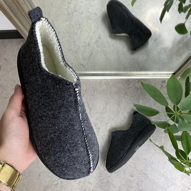 Sygeplejebutikken Hjemmesko|Sko På Tilbud*Meget blød og behagelig mørkegrå hjemmesko