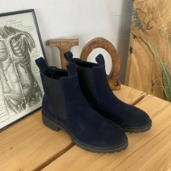 Green Comfort Blå Støvler|Vinterstøvler Damer*Mørkeblå ruskindsstøvle fra