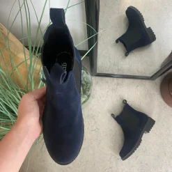 Green Comfort Blå Støvler|Vinterstøvler Damer*Mørkeblå ruskindsstøvle fra