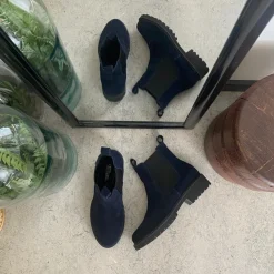 Green Comfort Blå Støvler|Vinterstøvler Damer*Mørkeblå ruskindsstøvle fra