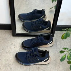 Green Comfort Overgangssko|Sko Til Brede Fødder Og Høj Vrist*Mørkeblå vandtæt sko fra med masser af svangstøtte