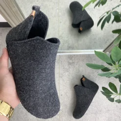 Whistler Knyster - Hallux Valgus|Diabetes Fødder*Mørkgrå filtet hjemmesko med højt skaft