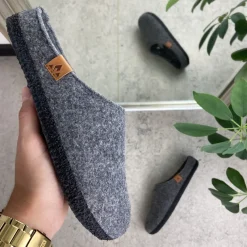 Whistler Knyster - Hallux Valgus|Diabetes Fødder*Mørkgrå filtet hjemmesko med svangstøtte