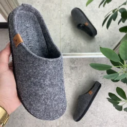 Whistler Knyster - Hallux Valgus|Diabetes Fødder*Mørkgrå filtet hjemmesko med svangstøtte