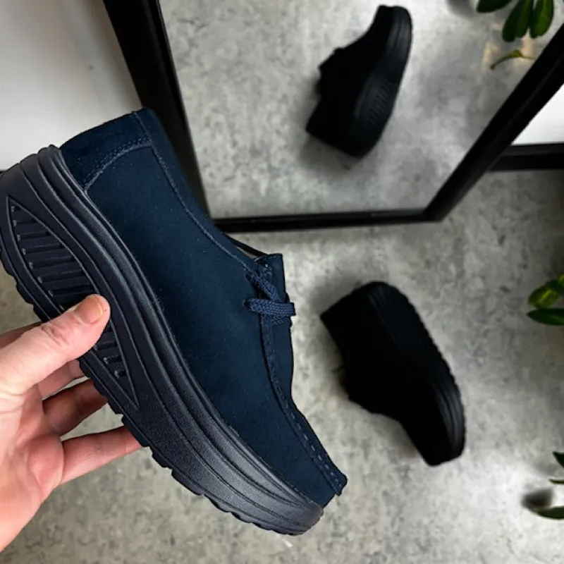 Sygeplejebutikken Sko På Tilbud*Navy ruskindssko med gængesål og svangstøtte