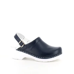 Sygeplejebutikken Sko På Tilbud*Navy skind træsko med rem