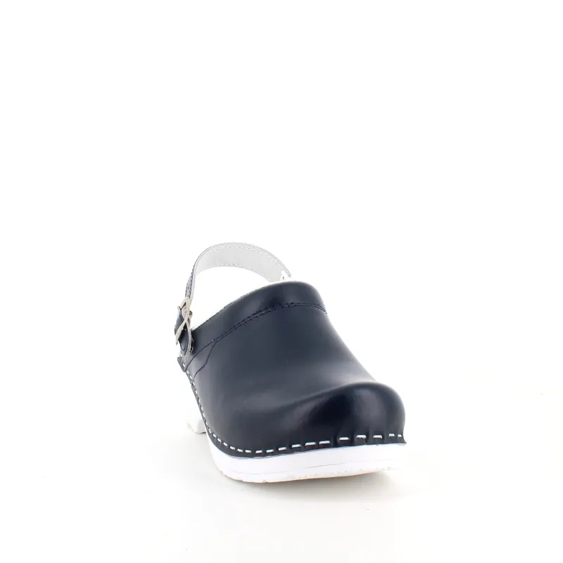 Sygeplejebutikken Sko På Tilbud*Navy skind træsko med rem