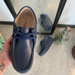 Sygeplejebutikken Leddegigt|Hælsporer*Navy skindsko med gængesål og svangstøtte