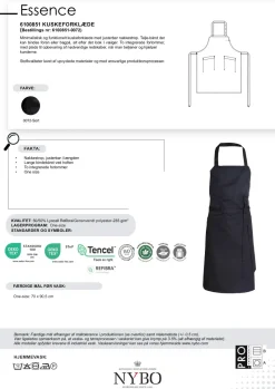 Nybo Workwear Hjælpemidler Til Køkkenet*Nybo Sort Unisex Essence Kuskeforklæde, Justerbar, Lommer