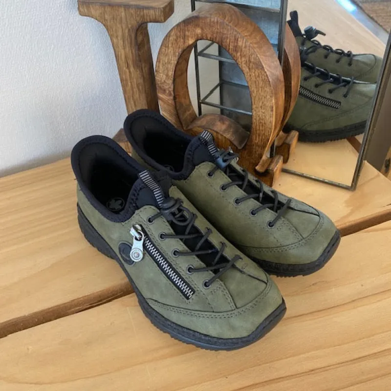 Rieker Diabetes Fødder|Sommersko Dame*Olivengrøn slip-on sneakers