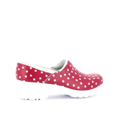 Sygeplejebutikken Træsko Dame Modeller|Arbejds Sko*Rød træsko med polkaprikker med kap