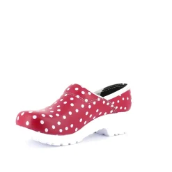 Sygeplejebutikken Træsko Dame Modeller|Arbejds Sko*Rød træsko med polkaprikker med kap