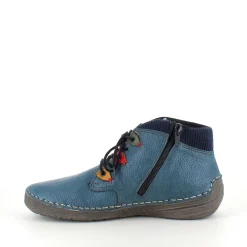 Rieker Kort Støvle Dame|Blå Støvler*– kort blå støvle med snøre og lynlås.