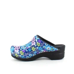 Sanita Clogs|Træsko Dame Modeller*tøffel-træsko med blå og lilla blomster
