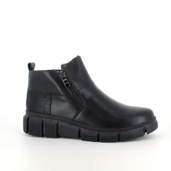 Sygeplejebutikken Kort Støvle Dame|Vinterstøvler Damer*Sort læder ankelstøvle med for og dobbelt lynlås