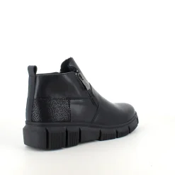 Sygeplejebutikken Kort Støvle Dame|Vinterstøvler Damer*Sort læder ankelstøvle med for og dobbelt lynlås