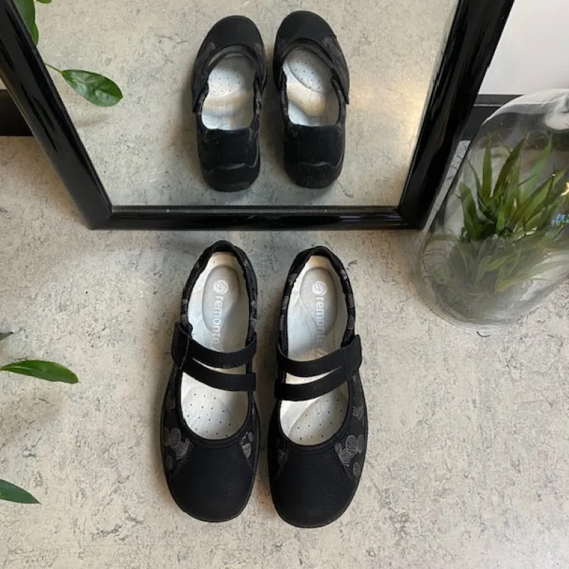 Remonte Sko På Tilbud*Sort ballerina med god svangstøtte.