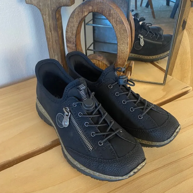 Rieker Knyster - Hallux Valgus|Diabetes Fødder*Sort slip-on sneakers