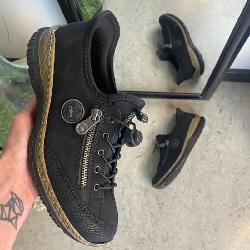 Rieker Knyster - Hallux Valgus|Diabetes Fødder*Sort slip-on sneakers