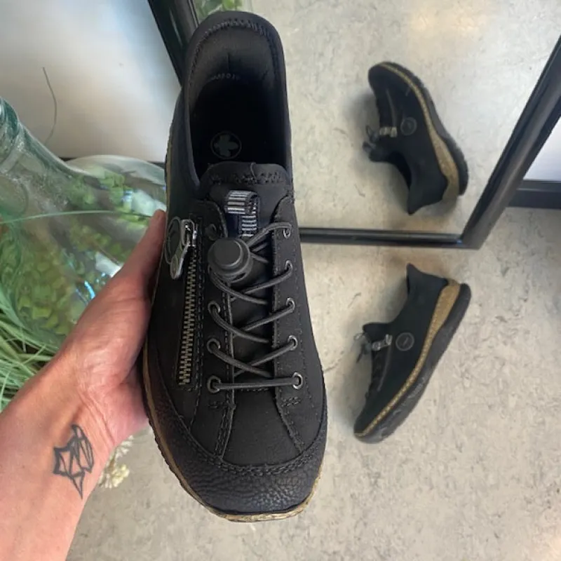 Rieker Knyster - Hallux Valgus|Diabetes Fødder*Sort slip-on sneakers