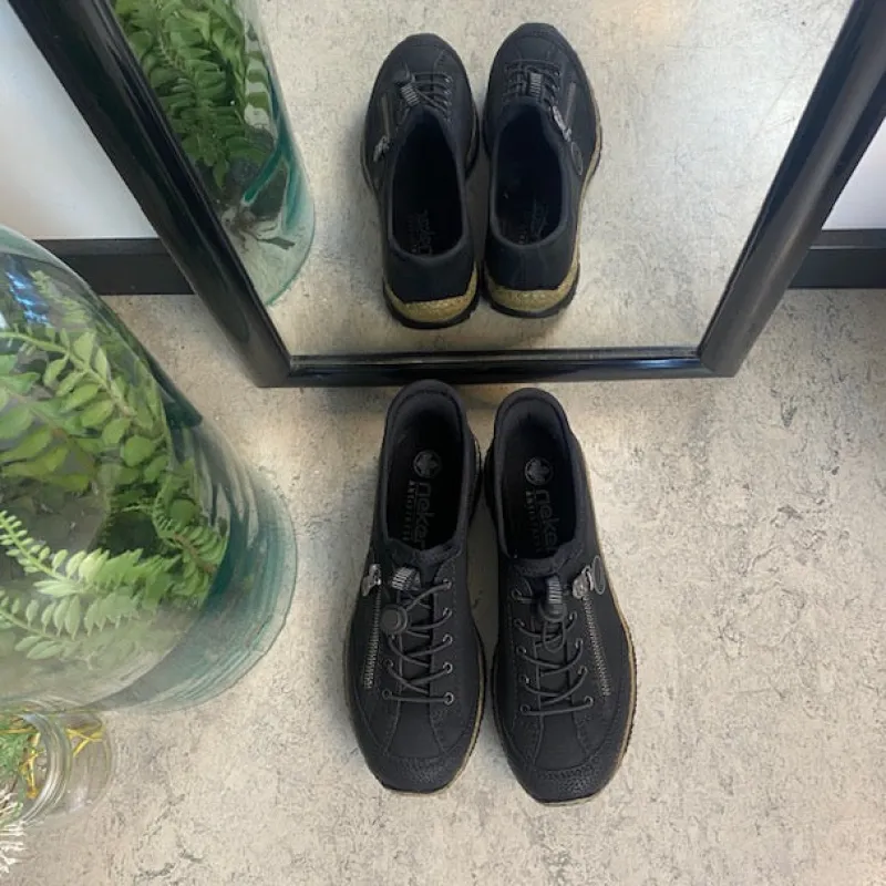 Rieker Knyster - Hallux Valgus|Diabetes Fødder*Sort slip-on sneakers