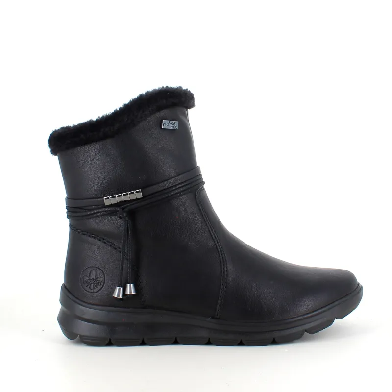 Rieker Kort Støvle Dame|Billige Vinter Støvler*Sort støvle med elegante detaljer