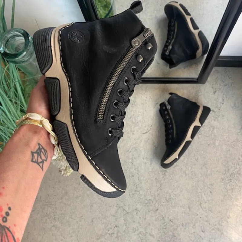 Rieker Vinterstøvler Damer|Kort Støvle Dame*Sort støvle med god stødabsorbering