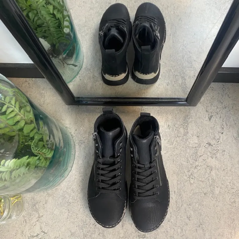 Rieker Vinterstøvler Damer|Kort Støvle Dame*Sort støvle med god stødabsorbering