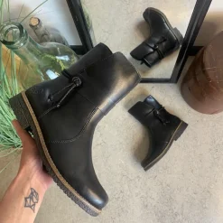 Rieker Billige Vinter Støvler|Sorte Støvletter*Sort vinterstøvle med foer og lynlås