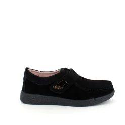 Sygeplejebutikken Sko Til Ældre|Sko Med Velcro*Sort ruskindssko med velcrolukning og gummisål