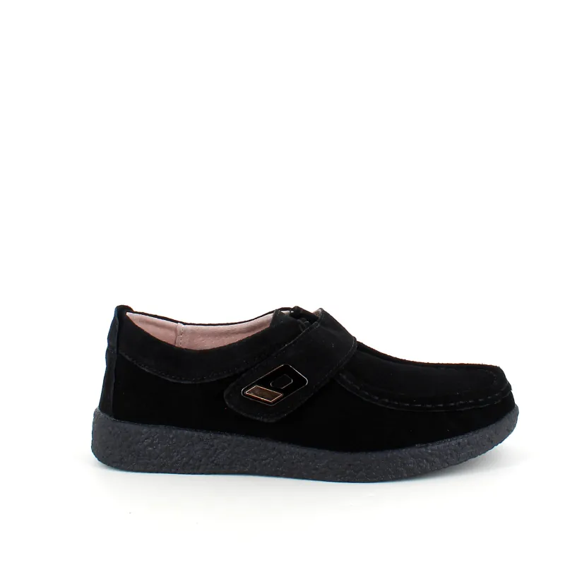 Sygeplejebutikken Sko Til Ældre|Sko Med Velcro*Sort ruskindssko med velcrolukning og gummisål