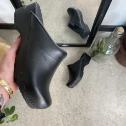 Sanita Clogs|Træsko Dame Modeller*Sort tøffel træsko med fleksibel bund