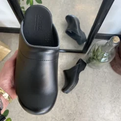 Sanita Clogs|Træsko Dame Modeller*Sort tøffel træsko med fleksibel bund