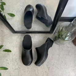 Sanita Clogs|Træsko Dame Modeller*Sort tøffel træsko med fleksibel bund