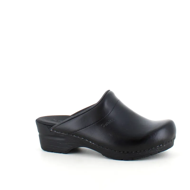 Sanita Clogs|Træsko Dame Modeller*Sort tøffel træsko med fleksibel bund