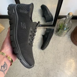 Skechers Knyster - Hallux Valgus|Leddegigt*Sort slip-ins med svangstøtte