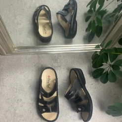OrtoMed sko Benlængdeforskel|Knyster - Hallux Valgus*Sort skind slip on til knyster