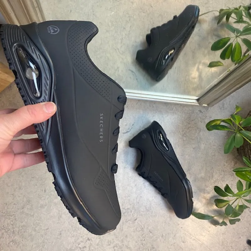 Skechers Leddegigt|Hælsporer*Sort skridsikker arbejdssko fra med ESD