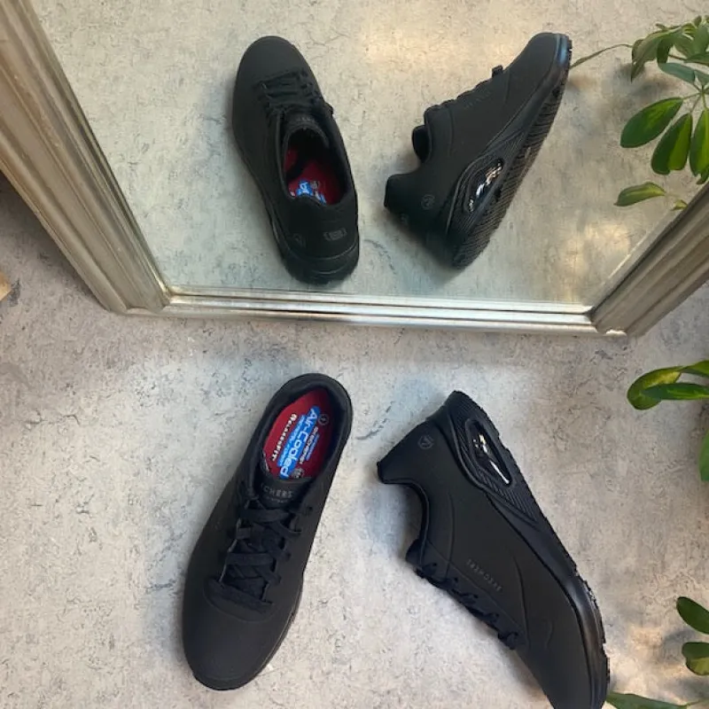 Skechers Leddegigt|Hælsporer*Sort skridsikker arbejdssko fra med ESD