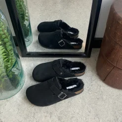 Sygeplejebutikken Hjemmesko|Flade Sandaler*Sort Slip on hjemmesko