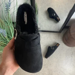 Sygeplejebutikken Hjemmesko|Flade Sandaler*Sort Slip on hjemmesko